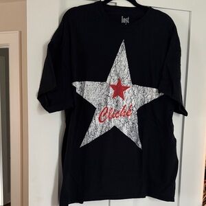 Lost Americana Cliché Black Tee with White Star and Red Accent